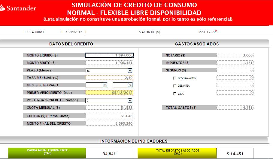 Simulacion Credito Consumo Santander Banefe - Prestamos Urgente En Quito