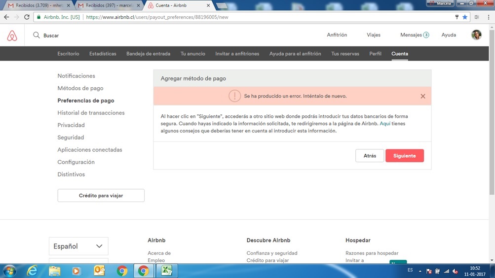 airbnb airbnb me bloqueo la forma de pago y no me paga