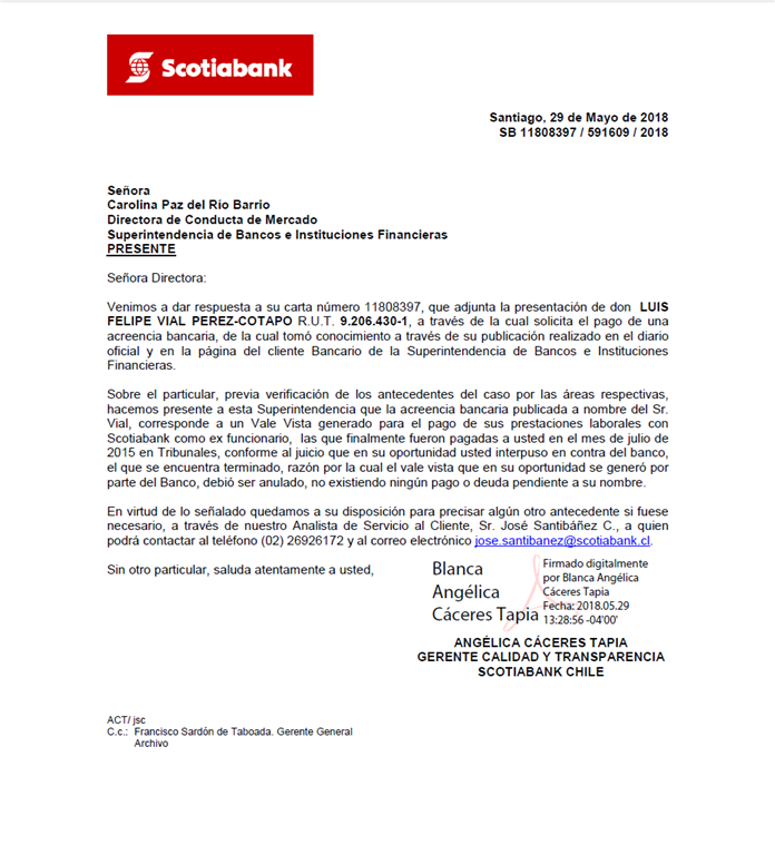 Banco Scotiabank No Pago De Acreencias Bancarias Reclamos Cl