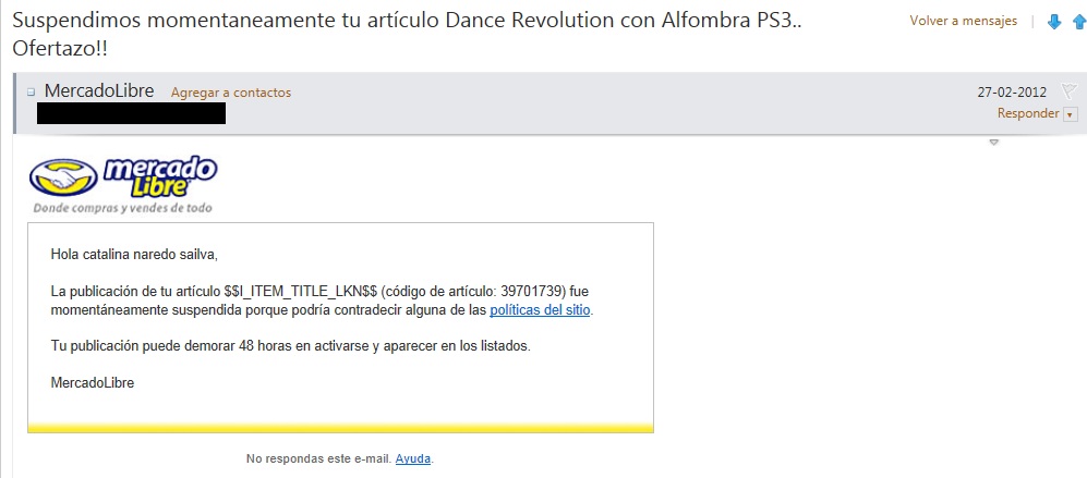 mercadolibre.cl artículo pendiente de publicación hace 3